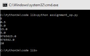 Example for Assignment Operators